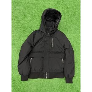 Mackage Nathan Leather Trim Bomber Jacket Black Size 42